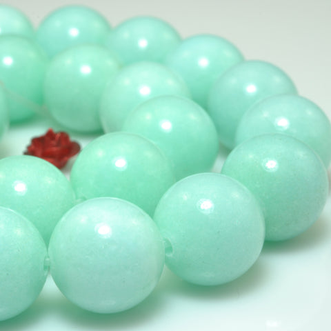 YesBeads Green Jade smooth round loose beads gemstone wholesale jewelry making 15"