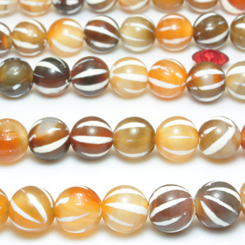 YesBeads Rainbow agate smooth pumpkin round beads gemstone wholesale jewelry making bracelet stuff