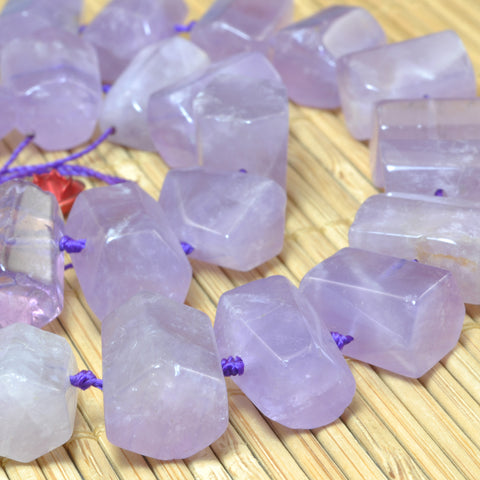 YesBeads Natural Amethyst faceted nugget tube beads gemstone wholesale jewelry 15"