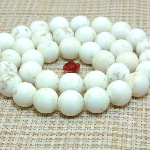 YesBeads Natural White Turquoise matte round loose beads wholesale gemstone jewelry making 15"