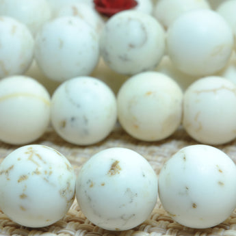 YesBeads Natural White Turquoise matte round loose beads wholesale gemstone jewelry making 15"