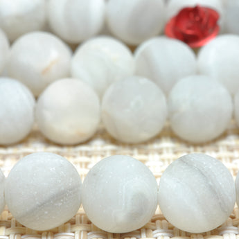 YesBeads Natural White Crazy Lace Agate matte round beads wholesale gemstone jewelry making 15"