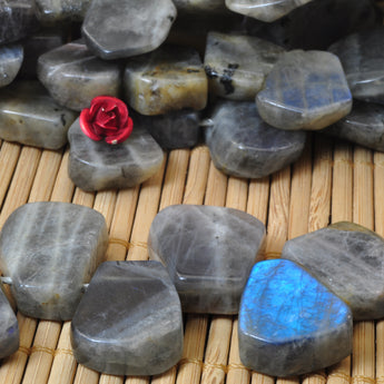 YesBeads Natural Labradorite smooth nugget slabs slices beads gemstone wholesale jewelry making 15"