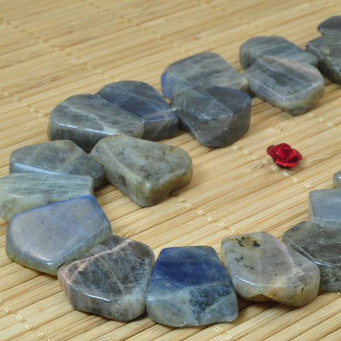 YesBeads Natural Labradorite smooth nugget slabs slices beads gemstone wholesale jewelry making 15"