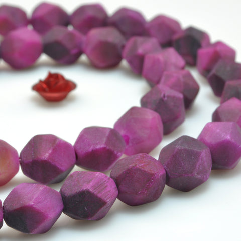YesBeads Rose Red Tiger Eye star cut matte faceted nugget loose beads wholesale gemstone 15''