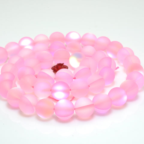 YesBeads Pink Mystic Aura Quartz Crystal matte round loose beads wholesale jewelry 15"