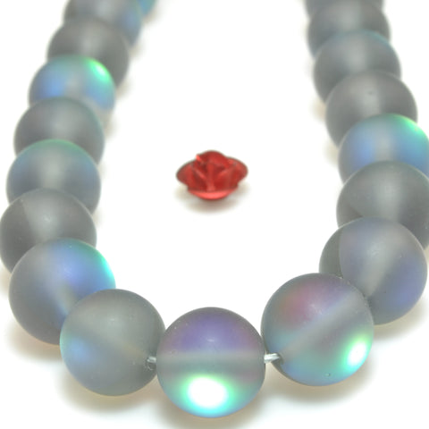 YesBeads Mystic aura quartz cystal gray rainbow matte round loose beads wholesale jewelry making 15"