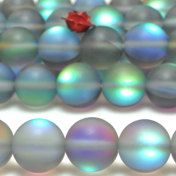 YesBeads Mystic aura quartz cystal gray rainbow matte round loose beads wholesale jewelry making 15"