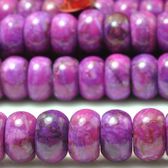 YesBeads Purple Jade smooth rondelle loose beads wholesale gemstone jewelry 15"