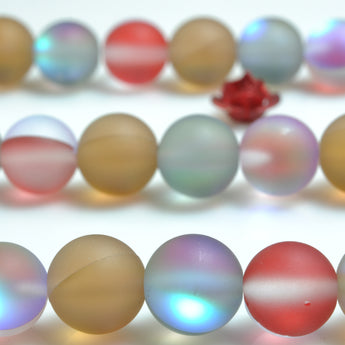 YesBeads Mystic Aura Quartz Crystal mix rainbow matte round loose beads wholesale jewelry 15"
