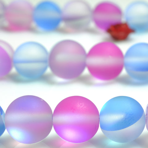 YesBeads Mystic Aura Quartz Crystal mix rainbow stone matte round loose beads wholesale jewelry 15"