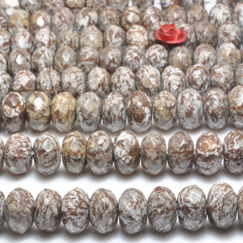 YesBeads Natural Brown Snowflake Obsidian faceted rondelle beads gemstone wholesale jewelry making stuff diy bracelet