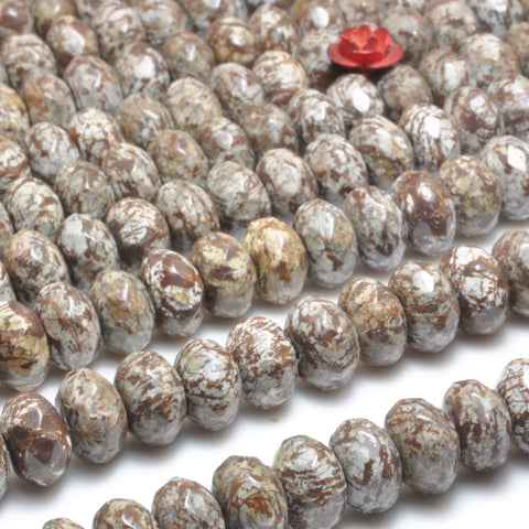 YesBeads Natural Brown Snowflake Obsidian faceted rondelle beads gemstone wholesale jewelry making stuff diy bracelet