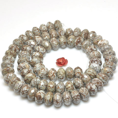 YesBeads Natural Brown Snowflake Obsidian faceted rondelle beads gemstone wholesale jewelry making stuff diy bracelet