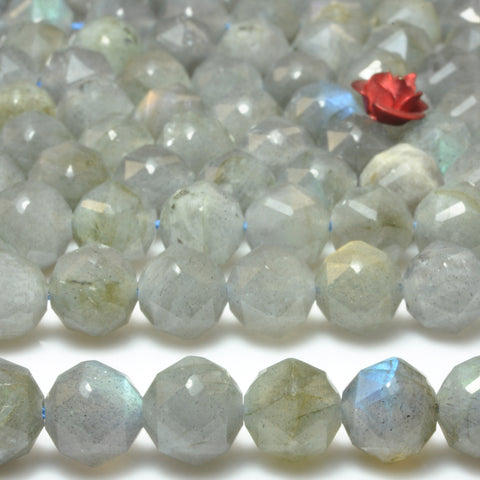 Natural labradorite diamond faceted round beads loose gemstone wholesale jewelry making bracelet diy stuff