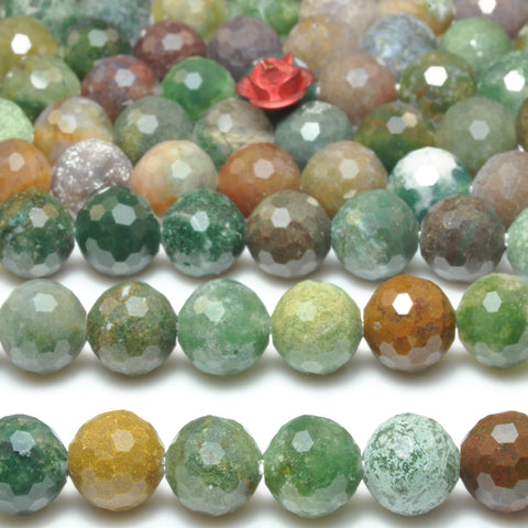Natural Indian Agate mini faceted round beads wholesale gemstone jewelry making bracelet diy stuff