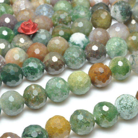 Natural Indian Agate mini faceted round beads wholesale gemstone jewelry making bracelet diy stuff