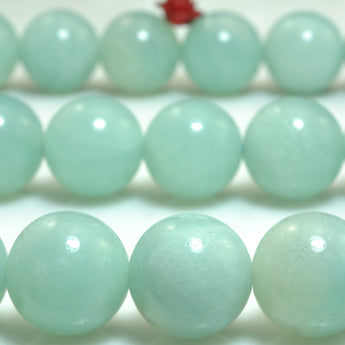 YesBeads Natural Amazonite smooth round loose beads green gemstone wholesale jewelry making 15"