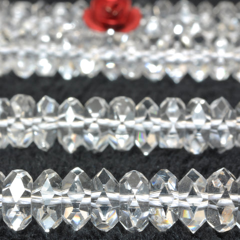 YesBeads Natural Rock Crystal clear quartz faceted rondelle beads gemstone wholesale jewelry making 15"