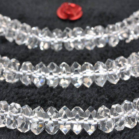 YesBeads Natural Rock Crystal clear quartz faceted rondelle beads gemstone wholesale jewelry making 15"
