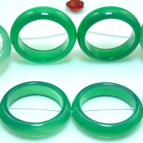 YesBeads Natural Green Agate smooth ring donut circle beads gemstone wholesale jewelry making