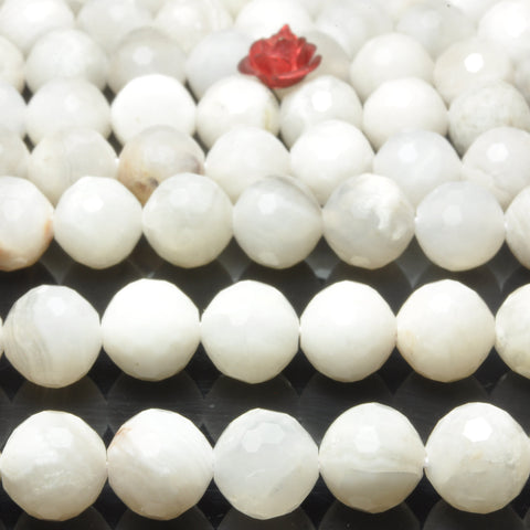 YesBeads Natural white crazy lace agate faceted round beads loose gemstone wholesale jewelry making bracelet diy stuff