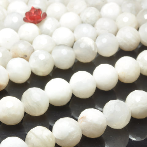 YesBeads Natural white crazy lace agate faceted round beads loose gemstone wholesale jewelry making bracelet diy stuff