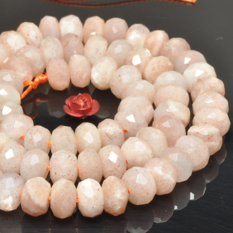 YesBeads natural Sunstone faceted rondelle loose beads wholesale gemstone jewelry making stuff diy bracelet