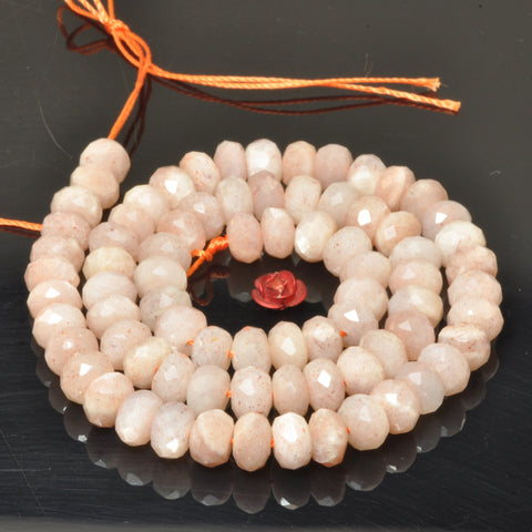YesBeads natural Sunstone faceted rondelle loose beads wholesale gemstone jewelry making stuff diy bracelet