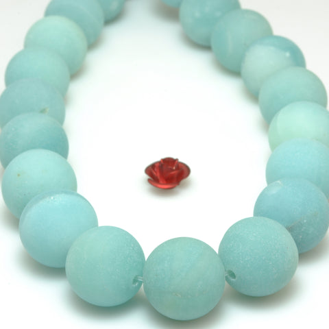 YesBeads Natural Amazonite matte round loose beads green gemstone wholesale jewelry making 15"