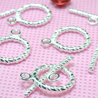 925 Sterling Silver Toggle Clasp closed Twisted Rope textured rings wholsale jewelry findings