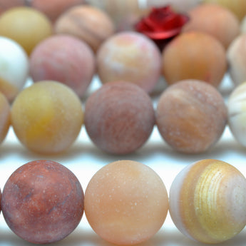 YesBeads Natural Rainbow Jasper matte round loose beads wholesale gemstone jewelry making 15"