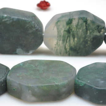 YesBeads Natural Green Moss Agate matte nugget beads gemstone wholesale jewelry making 15"