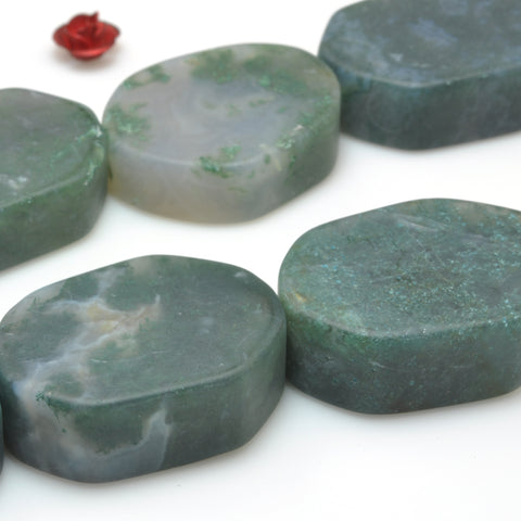 YesBeads Natural Green Moss Agate matte nugget beads gemstone wholesale jewelry making 15"