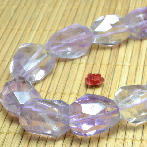 YesBeads Natural Amethyst A grade faceted nugget drum chunks beads wholesale gemtone jewelry 15"