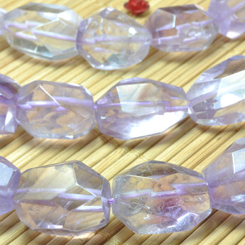 YesBeads Natural Amethyst A grade faceted nugget drum chunks beads wholesale gemtone jewelry 15"