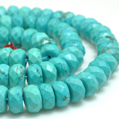 YesBeads Green Turquoise faceted rondelle loose beads gemstone wholesale jewelry making 15''