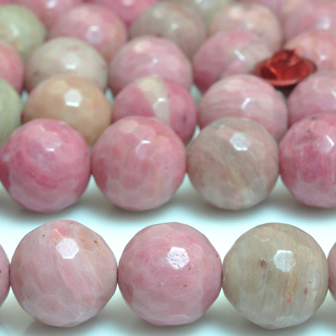 Natural pink Rhodonite faceted round loose beads wholesale gemstone jewelry making bracelet necklace diy