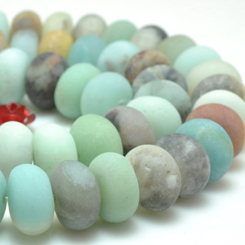 Natural Amazonite matte rondelle loose beads gemstone wholesale jewelry making bracelet necklace diy