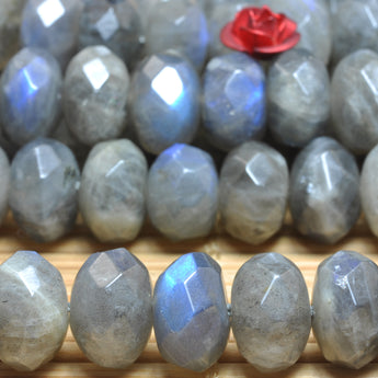 YesBeads Natural Labradorite faceted rondelle loose beads wholesale gemstone jewelry making 15"