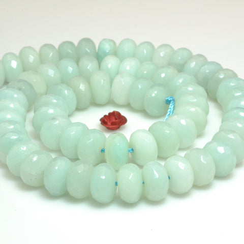 YesBeads Natural Amazonite faceted rondelle beads wholesale gemstone jewelry making 15"