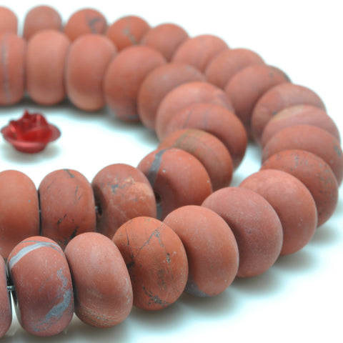 YesBeads Natural Red Jasper matte rondelle beads gemstone wholesale jewelry making 15"