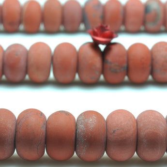 YesBeads Natural Red Jasper matte rondelle beads gemstone wholesale jewelry making 15"