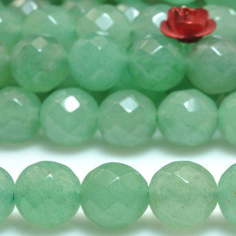 YesBeads Natural Green Aventurine faceted round loose beads gemstone wholesale jewelry making 15"