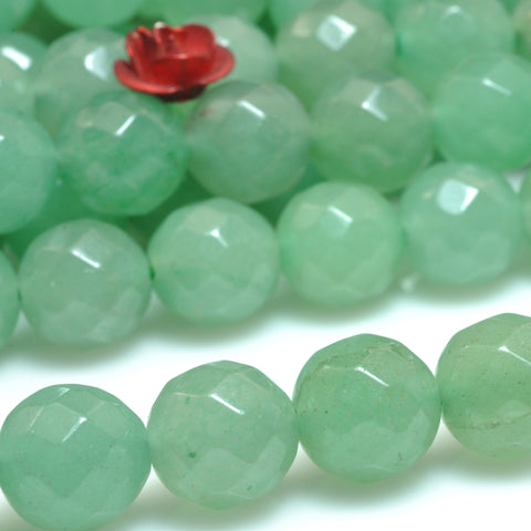 YesBeads Natural Green Aventurine faceted round loose beads gemstone wholesale jewelry making 15"