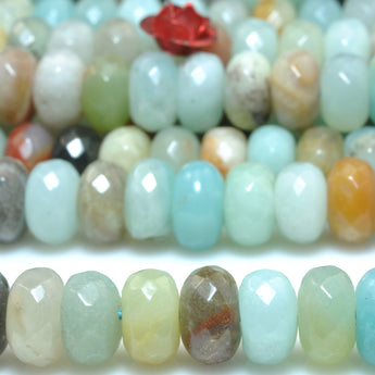 Natural Amazonite Multi stone faceted rondelle beads wholesale gemstone jewelry bracelet necklace diy