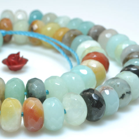 YesBeads Natural Amazonite Multi stone faceted rondelle beads wholesale gemstone jewelry 15"