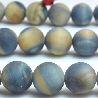 YesBeads Natural Rainbow Tiger Eye matte loose round beads wholesale gemstone jewelry making 15''