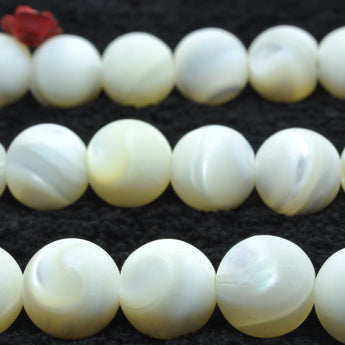 YesBeads Natural MOP white mother of pearl matte round loose beads gemstone wholesale jewelry making 15"