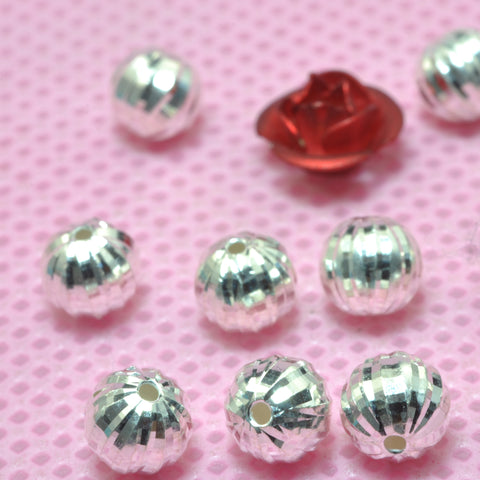YesBeads 925 Sterling silver round spacers faceted loose round beads wholesale jewelry findings